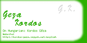 geza kordos business card