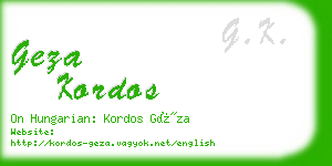 geza kordos business card